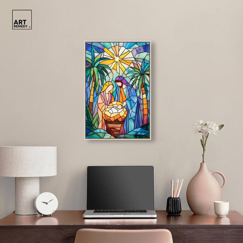 Holy Family Framed in Glass Canvas by Art Remedy