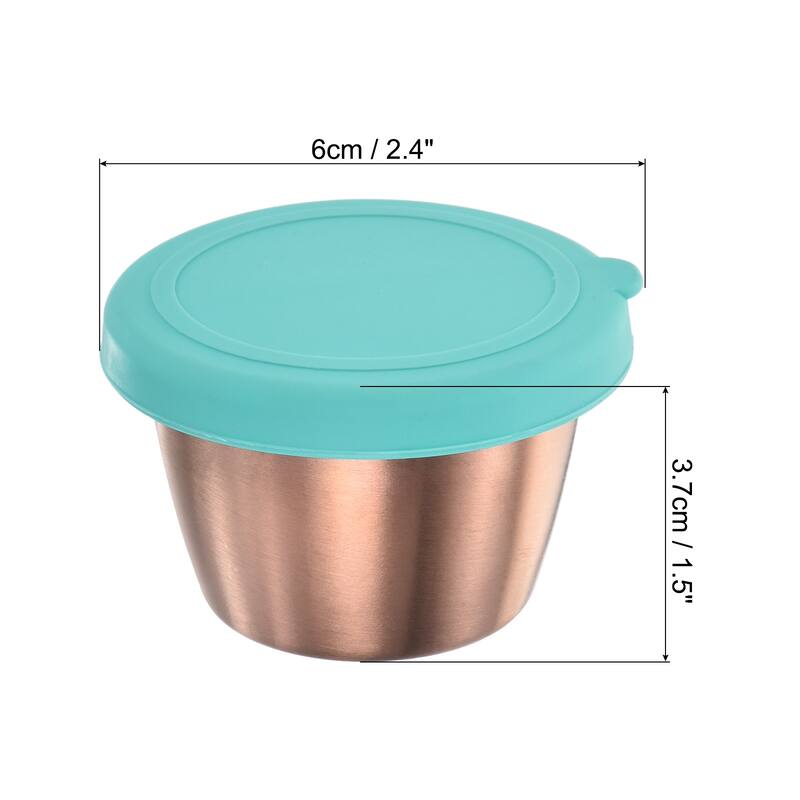 2pcs Salad Dressing Container, 2.4oz Stainless Steel Condiment Cup - Sky Blue