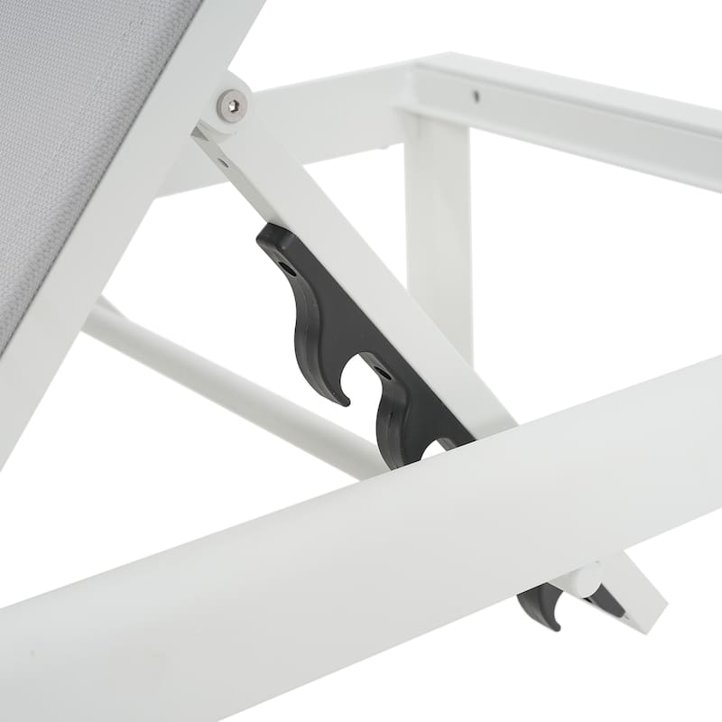 Roomfitters Outdoor Reclining Chaise Lounge Chairs, Set of 2, Adjustable Aluminum Frame, White