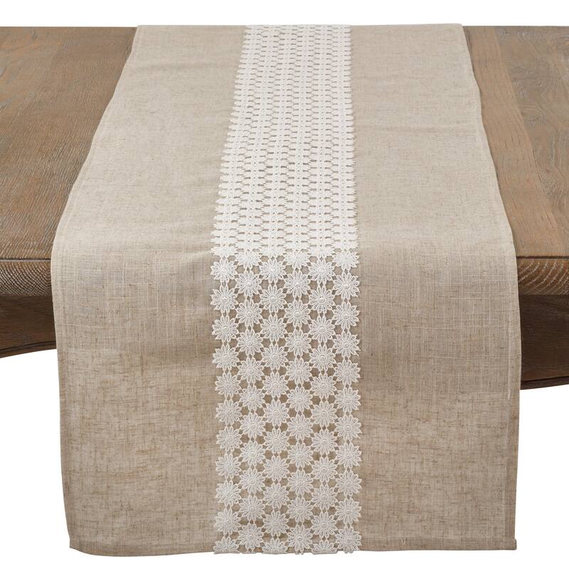 Daisy Lace Design Country Linen Blend Table Runner