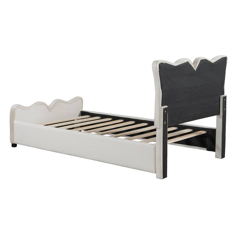 Luxurious Velvet Upholstered Platform Bed - Twin/Full Sizes with Stylish Headboard & Footboard, Sturdy Construction