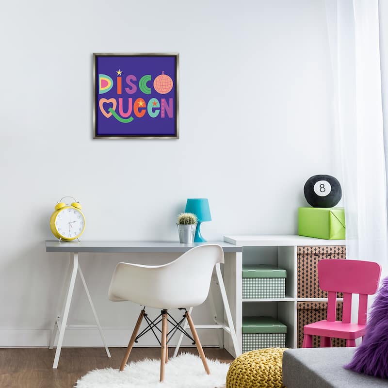 Stupell Disco Queen with Retro Letters Framed Floater Canvas Wall Art Design By Sazerelli Designs