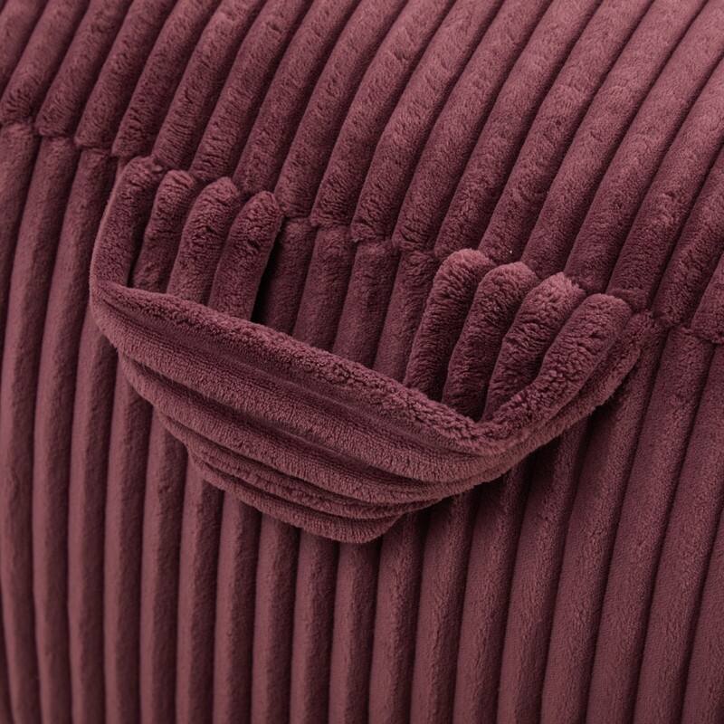 Large Memory Foam Bean Bag Chair for Adults, Corduroy Lounger Sofa with Ottoman