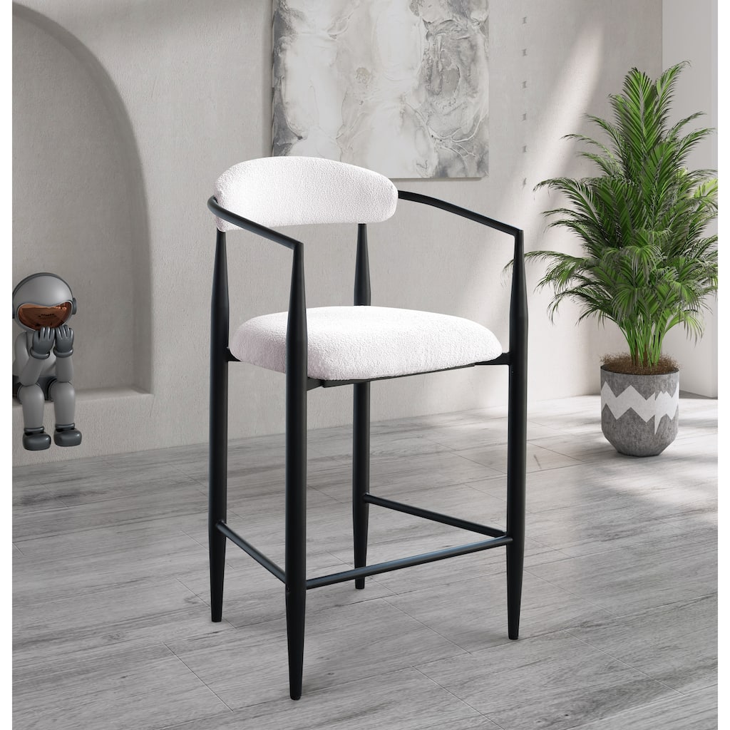Ostweer Furniture Modern Boucle Bar Stools Set of 2 - White