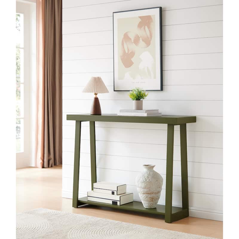 Emma Collection Wood 36" Modern Console Table with Shelf - Avocado
