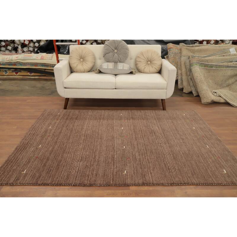 Hand Knotted Oriental 100% Wool Carpet Tribal Animal Pictorial Brown Gabbeh Area Rug - 7' 2'' X 5' 2''