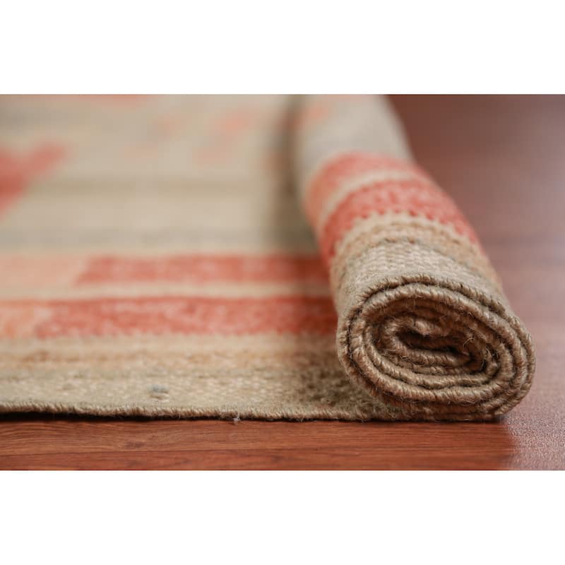 Hand Woven Oriental 100% Jute Carpet Southwestern Modern Multi-Colored Kilim Area Rug - 10' 0'' X 8' 5''