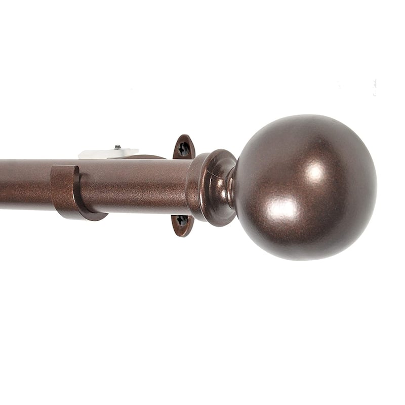 Deco window 1 Inch Adjustable Curtain Rod for Windows & Doors Curtains with Ball Finials & Brackets Set - Brown - 52" to 144"