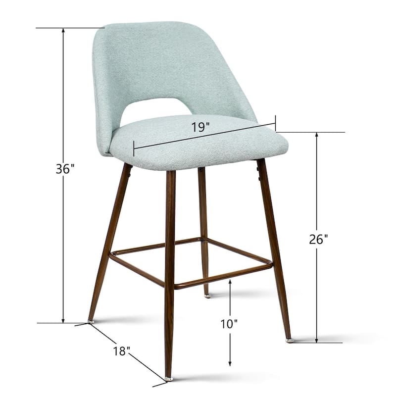 Upholstered Modern Bar Stool Walnut Leg (Set of 2)