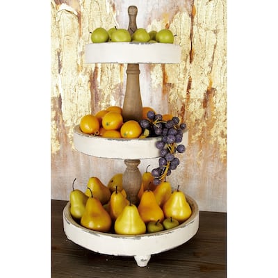 White Wood 3 Level Tiered Server