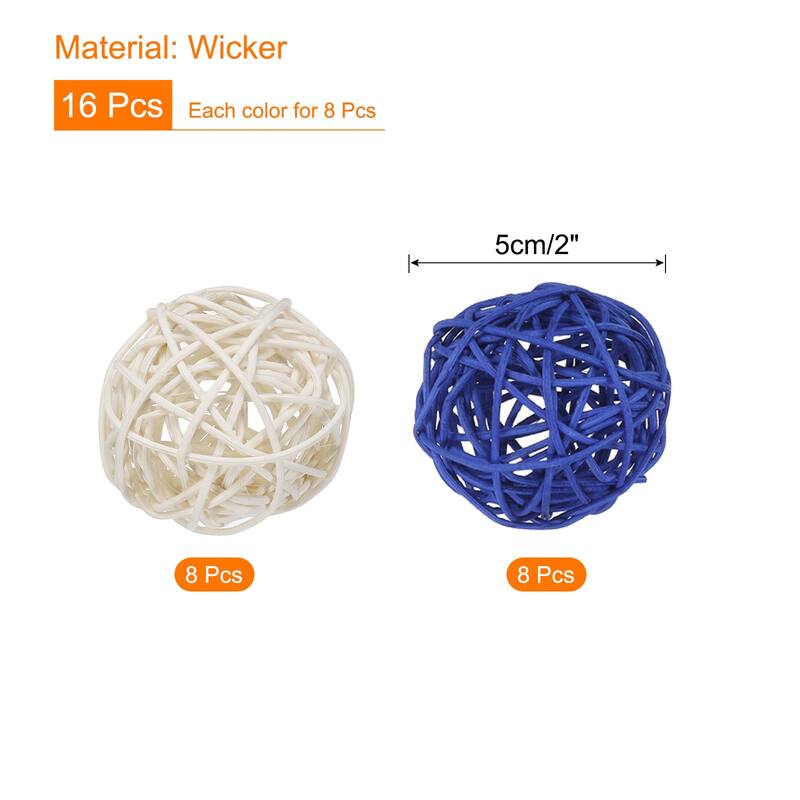 Set of 16 Pcs Wicker Rattan Balls 2 Inch Rattan Decorative Balls