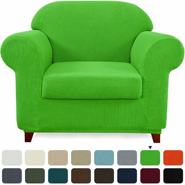 Subrtex Stretch Armchair Slipcover 2 Piece Spandex Furniture Protector - Grass Green