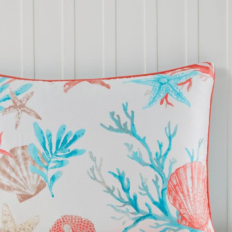 7 Piece Cotton Sateen Comforter Set Coral