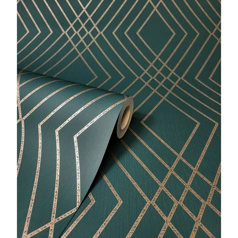 Fine Decor Shard Evergreen Trellis Wallpaper