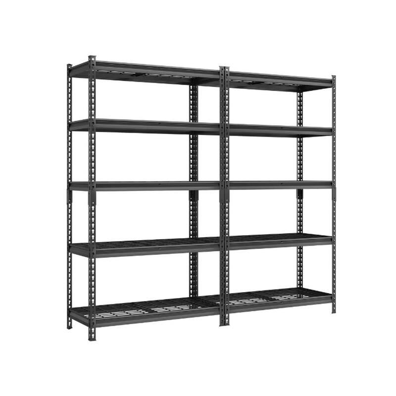 Ink-Black 5-Tier Storage Shelves, Steel Shelf, Boltless Assembly for Garage Shed - 18"D x 72"W x 72"H - Ink Black-Set of 2