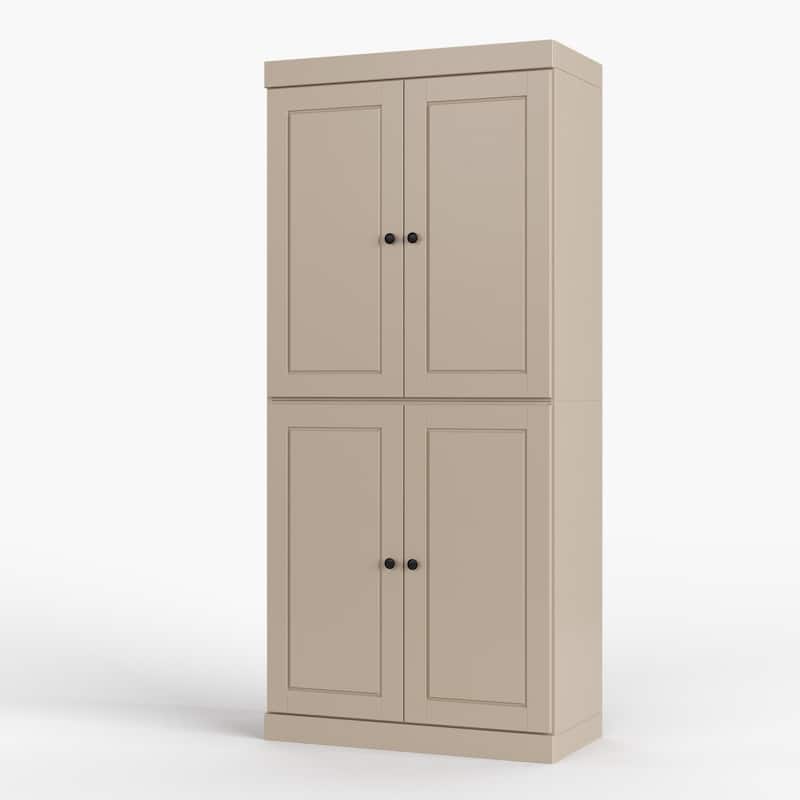 Palace Imports 100% Solid Wood Bathroom & Laundry Storage Cabinet, Raised Panel Doors, Adjustable Shelves, 32" Wide, 71.5" Tall