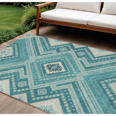 HomeRoots Tribal Transitional Rectangle Outdoor Rug