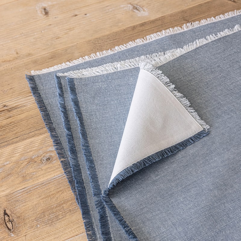 over&back 100% Cotton Frayed Chambray Placemats - Set of 4