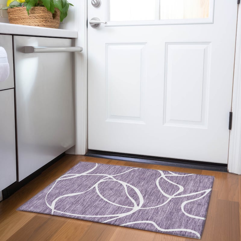 Premium Washable Super Soft Abstract Dash Mayfield Rug - Purple - 1'8" x 2'6"