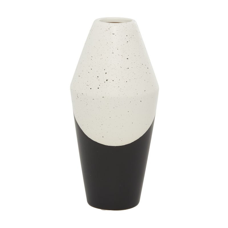 Black Ceramic Handmade Color Block Speckled Decorative Vase