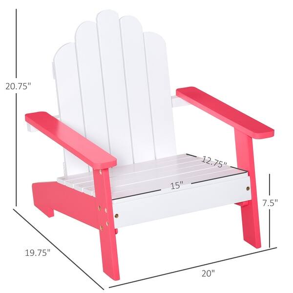 dimension image slide 2 of 3, Outsunny Kids Pine Wood Adirondack Lounger Chair with Slat Style Backrest and Wide Seat for Age 1-4 - 20" x 19.75" x 20.75"