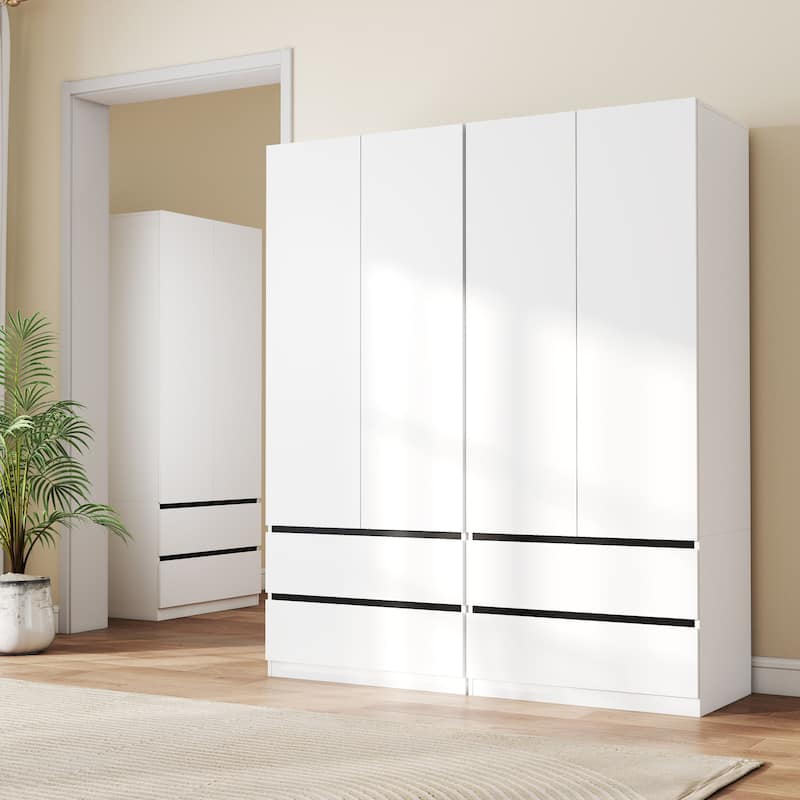 75" Large Modular Armoire Wardrobe Closet with 6 Drawers, Clothes Organizer Closet with Storage Shelves