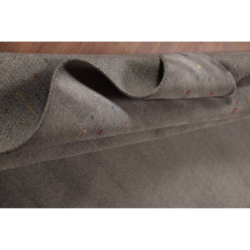 Tribal Gray Gabbeh Oriental Area Rug Handmade Wool Carpet - 8'2" x 9'11"