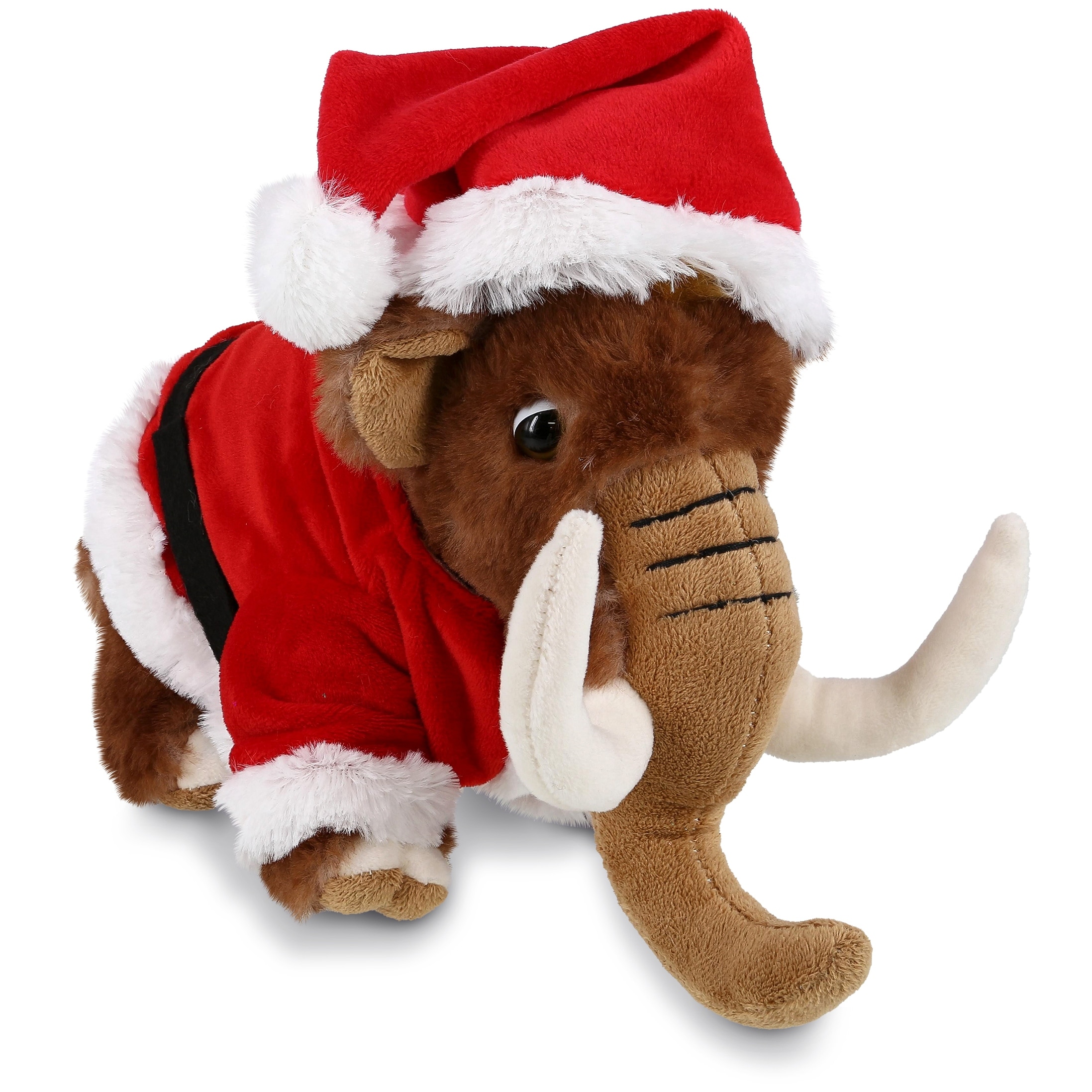 DolliBu Santa Wild Mammoth Stuffed Animal Plush Toy with Santa Outfit - 9 inches