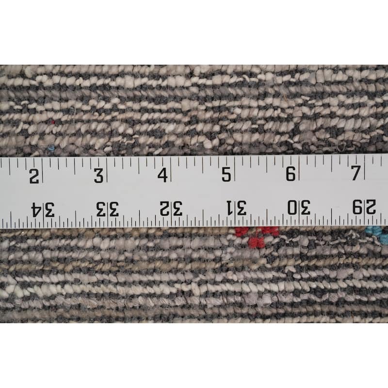 Hand Knotted Oriental Viscose Silk Carpet Tribal Animal Pictorial Greys & Charcoal Gabbeh Area Rug - 6' 2'' X 5' 11''