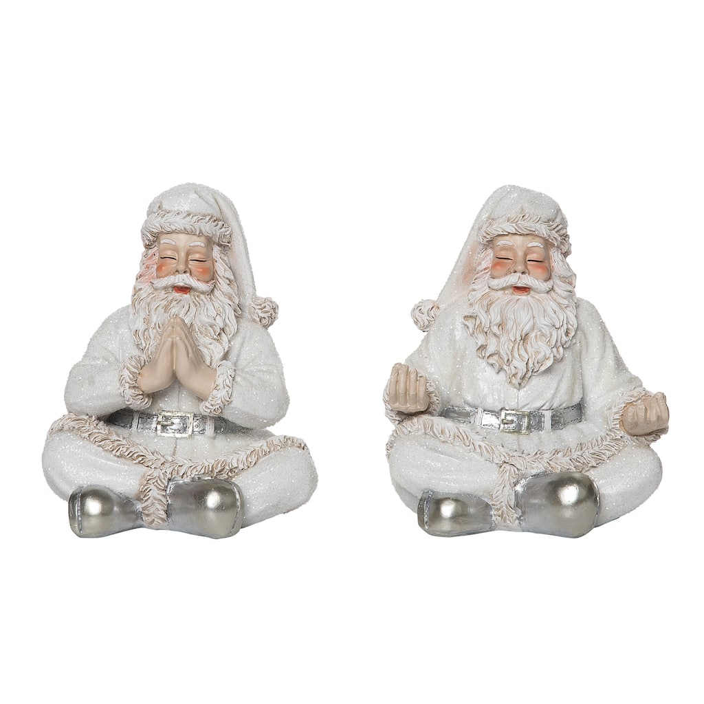 Transpac Resin Elegant Zen Santa Figurine Set of 2 Christmas Home Decorations