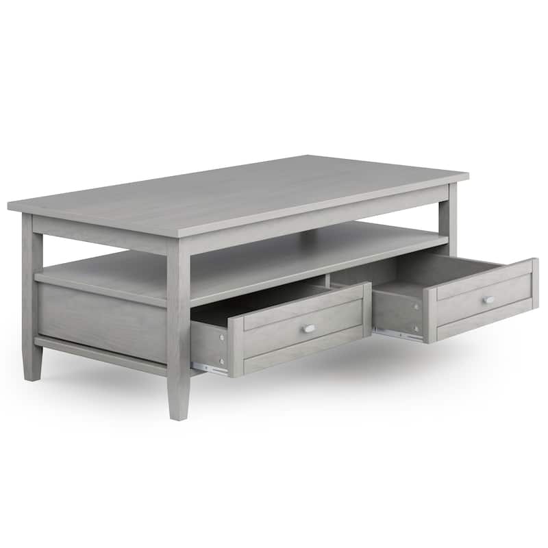 WYNDENHALL Norfolk SOLID WOOD 48 inch Wide Rectangle Transitional Coffee Table in Fog Grey - 24"D x 48" W x 18"H