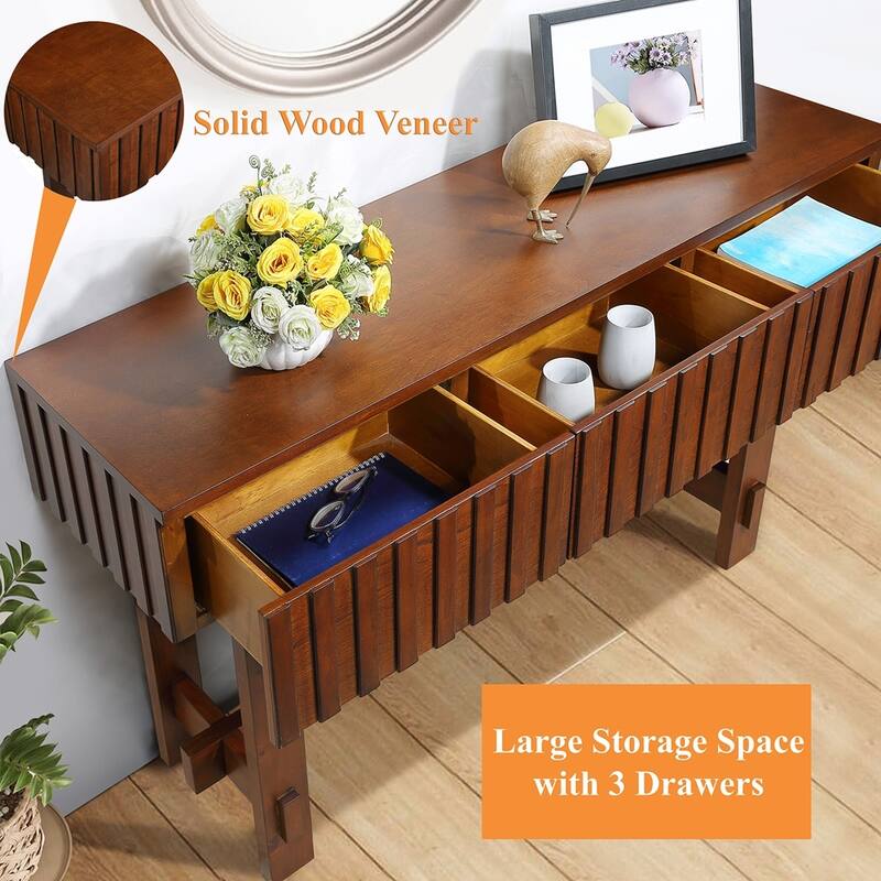 52 inch Sofa Table with Storage Drawers