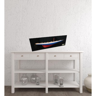 HomeRoots 12" Blue and Red Rainbow Half-Hull Hand Painted Decorative Boat - 35.5' X '12' X '0.5