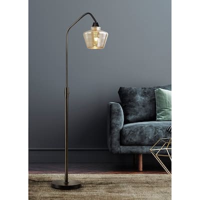 Midtown One Light Glass Shade 66"H Dimmable LED Floor Lamp with Vintage LED Bulb
