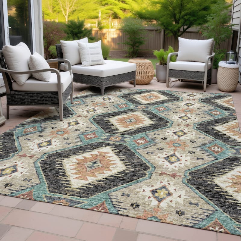 Machine Washable Indoor/Outdoor Southwest Global Chantille Rug