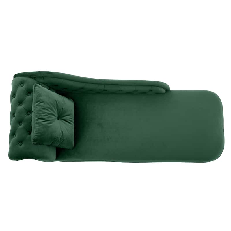 Christopher Knight Home - Bressi Modern Velvet Upholstered Chaise Lounge with Tufted Backrest, Nailhead Trim & Pillow