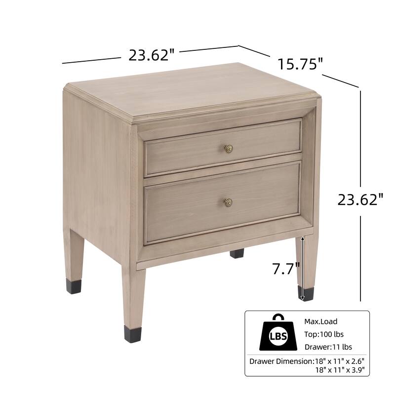 Christopher Knight Home - Classic Modern Classic 2-Drawer Nightstand with Smooth Glide Drawers