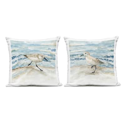 Stupell Sandpipers Treading Beach Shore Printed Outdoor Throw Pillow Design by Nan (Set of 2)
