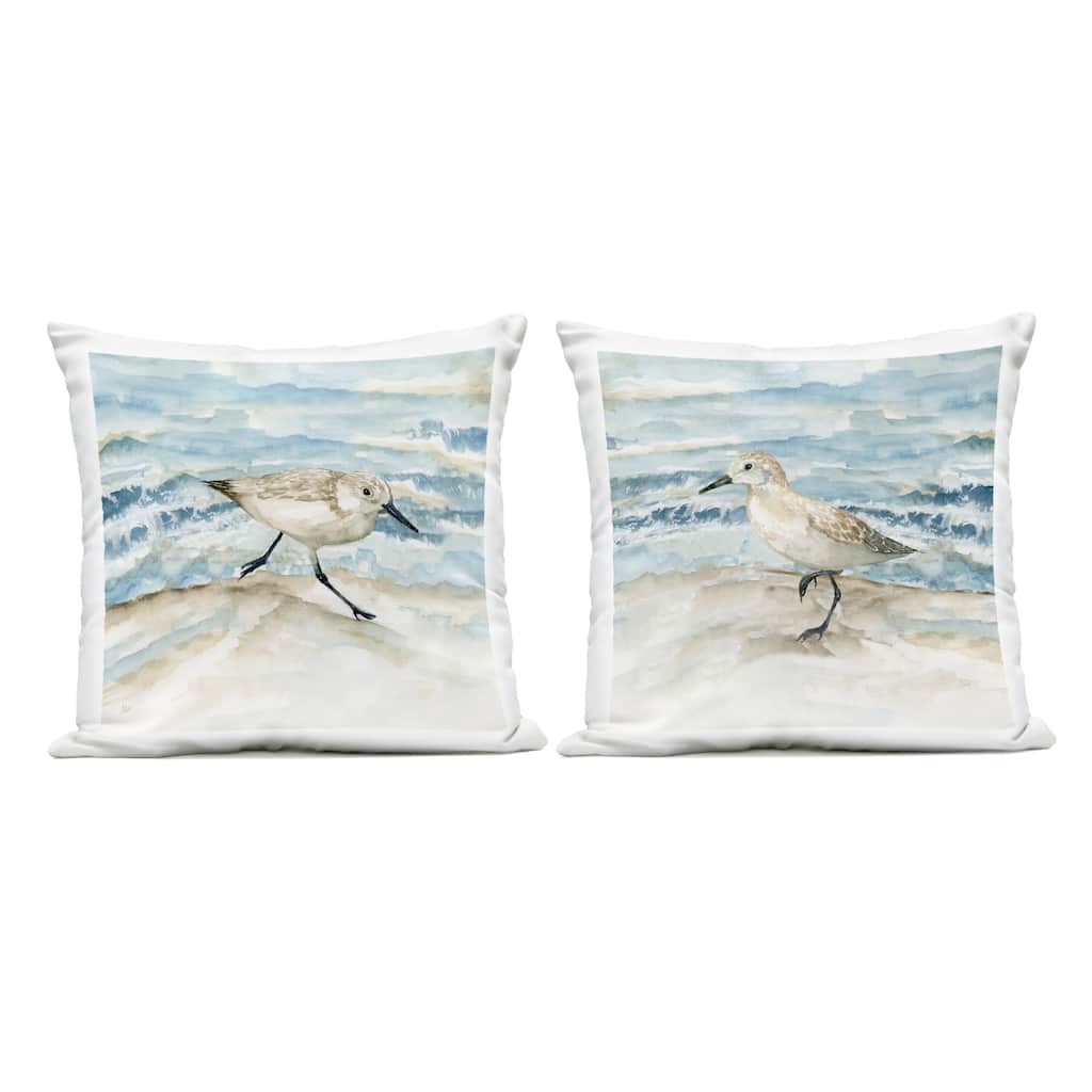 Stupell Sandpipers Treading Beach Shore Printed Outdoor Throw Pillow Design by Nan (Set of 2)