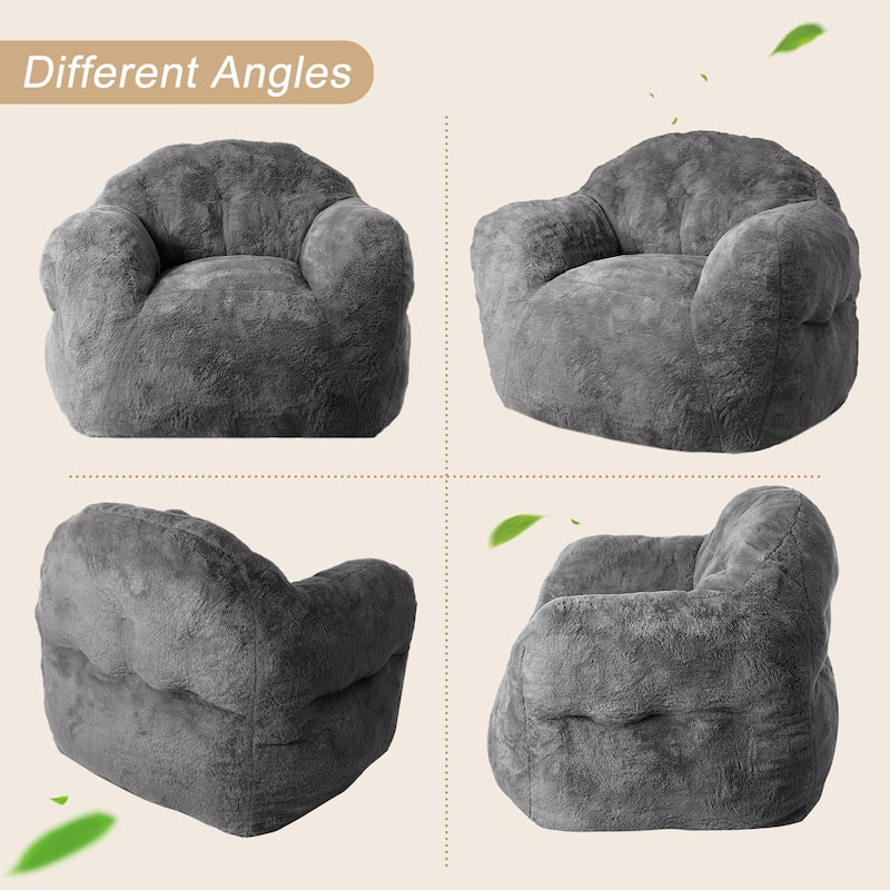 Extra Large Pre-Filled Dark Grey Bean Bag Chair Sofa for Living Room Bedroom