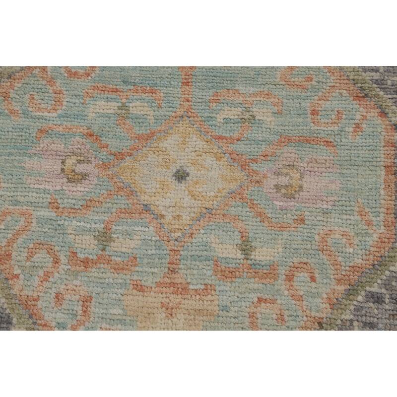 Hand Knotted Oriental 100% Wool Carpet Transitional Geometric Greys & Charcoal Oushak Area Rug - 6' 3'' X 2' 8''