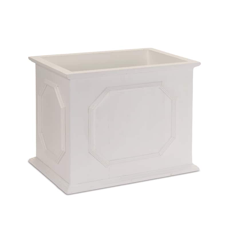 HomeRoots Set of Three White Wood Geometric Rectangular Planter Boxes - 13.00 in. x 11.10 in. x 8.25 in.