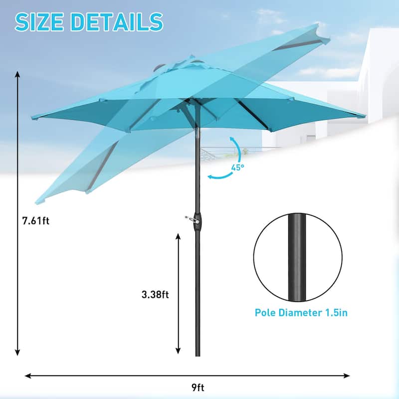 Ainfox 9ft Outdoor Patio Umbrella Without Base for Garden, Patio, Swimming Pool