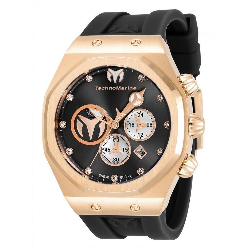 Technomarine Men's TM-520004 Reef Quartz Chronograph Black, Silver, Rose Gold Dial Watch