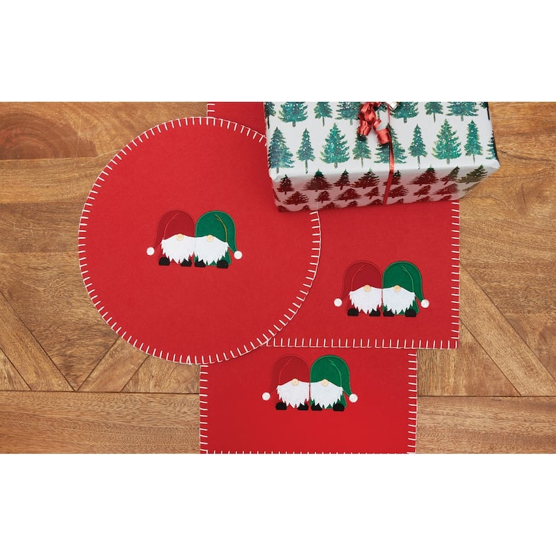 Naughty / Nice Gnome Felt Round Placemat Set of 6
