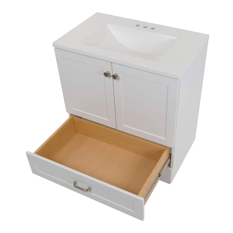 Spring Mill Cabinets Emlyn 30.5" Bathroom Vanity With Drawer and White Sink Top