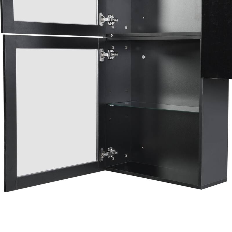 High Gloss TV Stand for TVs Up to 78", Wood Media Console Entertainment Center with Wall Mounted Floating Storage Cabinets