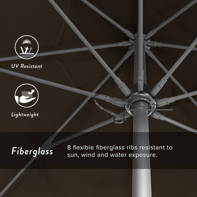 California Umbrella 9' Rd. Aluminum Frame, Fiberglass Rib Patio Umbrella, Push Open,Anodized Silver Finish, Sunbrella Fabric