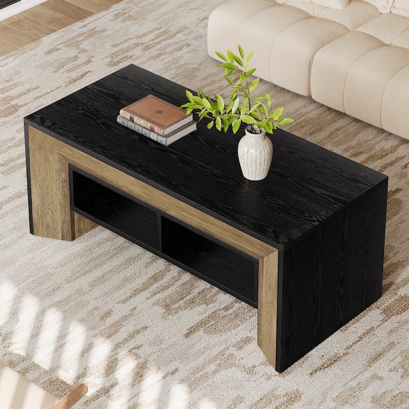 47.2" Rectangular Coffee Table, Modern Wood Center Table