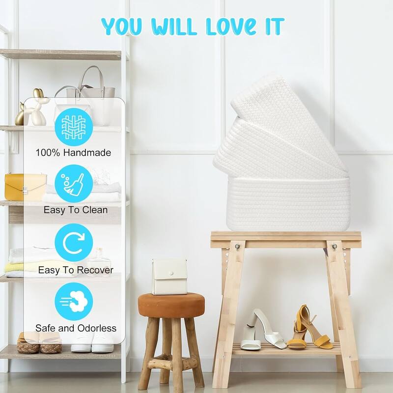 3-Pack Shelf Baskets for Organizing, Storage Baskets, Storage Organizer - 1.5"L x 0.5"W x 1"H